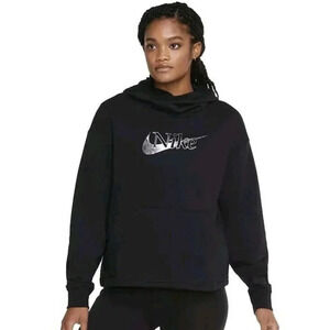 Nike Fleece Hoodie Size 1X Black Kangaroo Pocket Long Sleeve Pullover